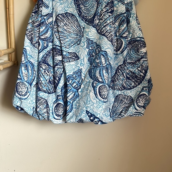 Y2K Lilly Pulitzer Regency True Blue Seashells Bubble Strapless Mini Dress - Picture 3 of 8
